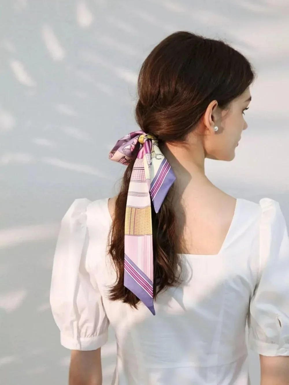 2Pcs 100% Mulberry Silk Scarves - Versatile Skinny Ribbons for Hair, Bags